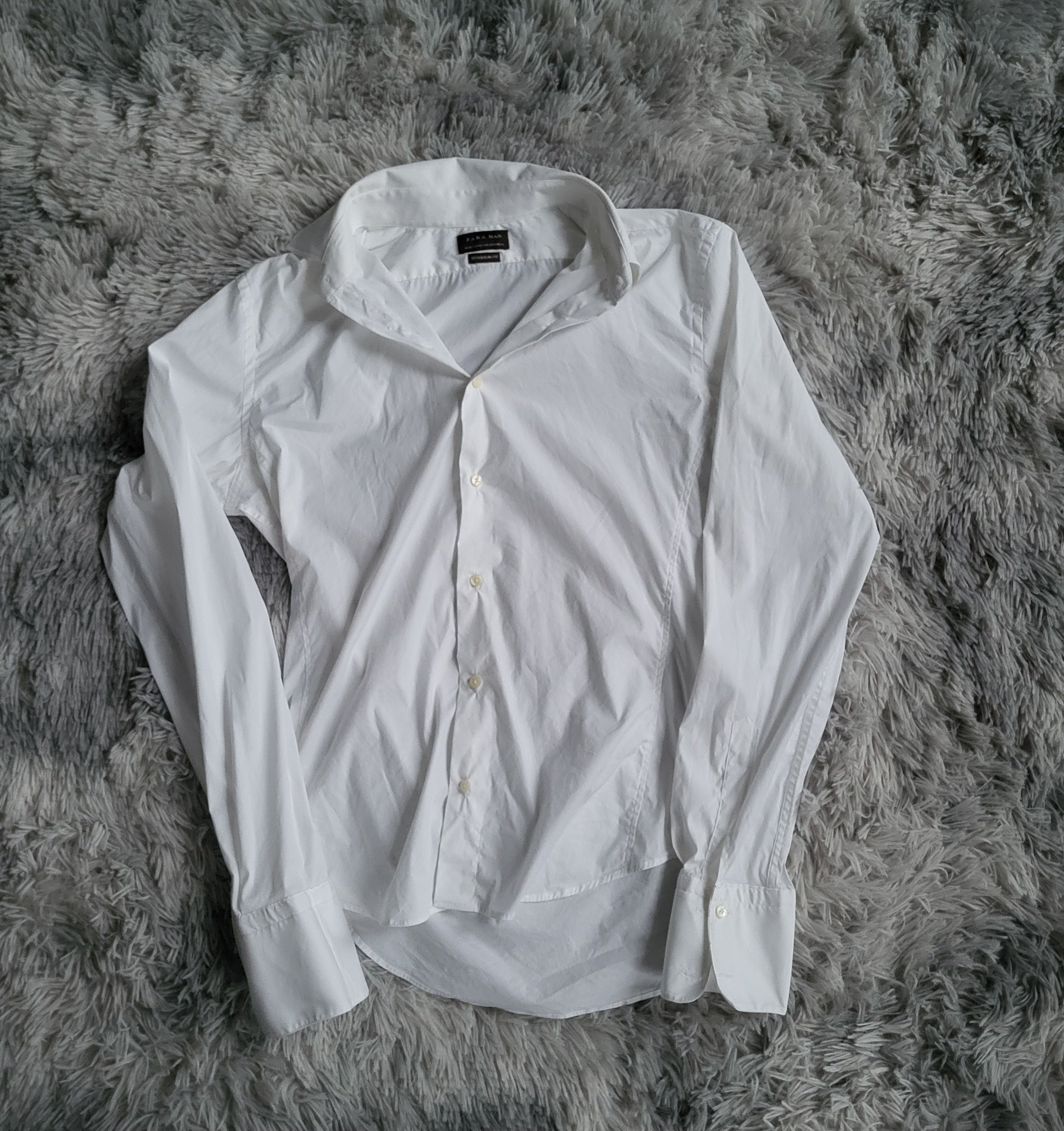 Chemise Zara Man Super Slim Fit Blanche - Taille L - Made in Spain - Coupe Ajustée