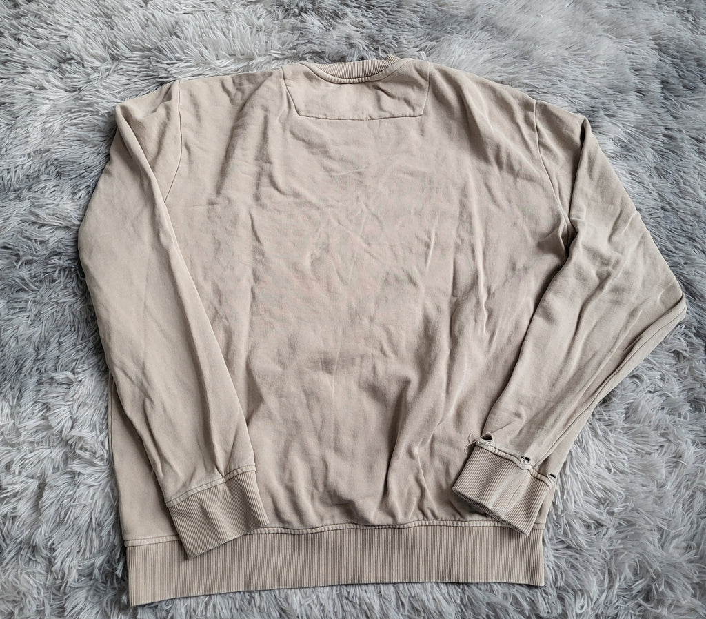 Sweat Guess Beige Sable – 100% Coton – Taille L – Style Distressed / Upcycling