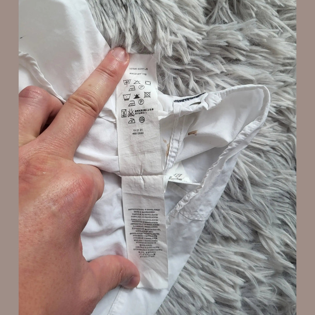 Chemise blanche Verine Shirt LS, taille L, étiquette visible, Fripes Sélect