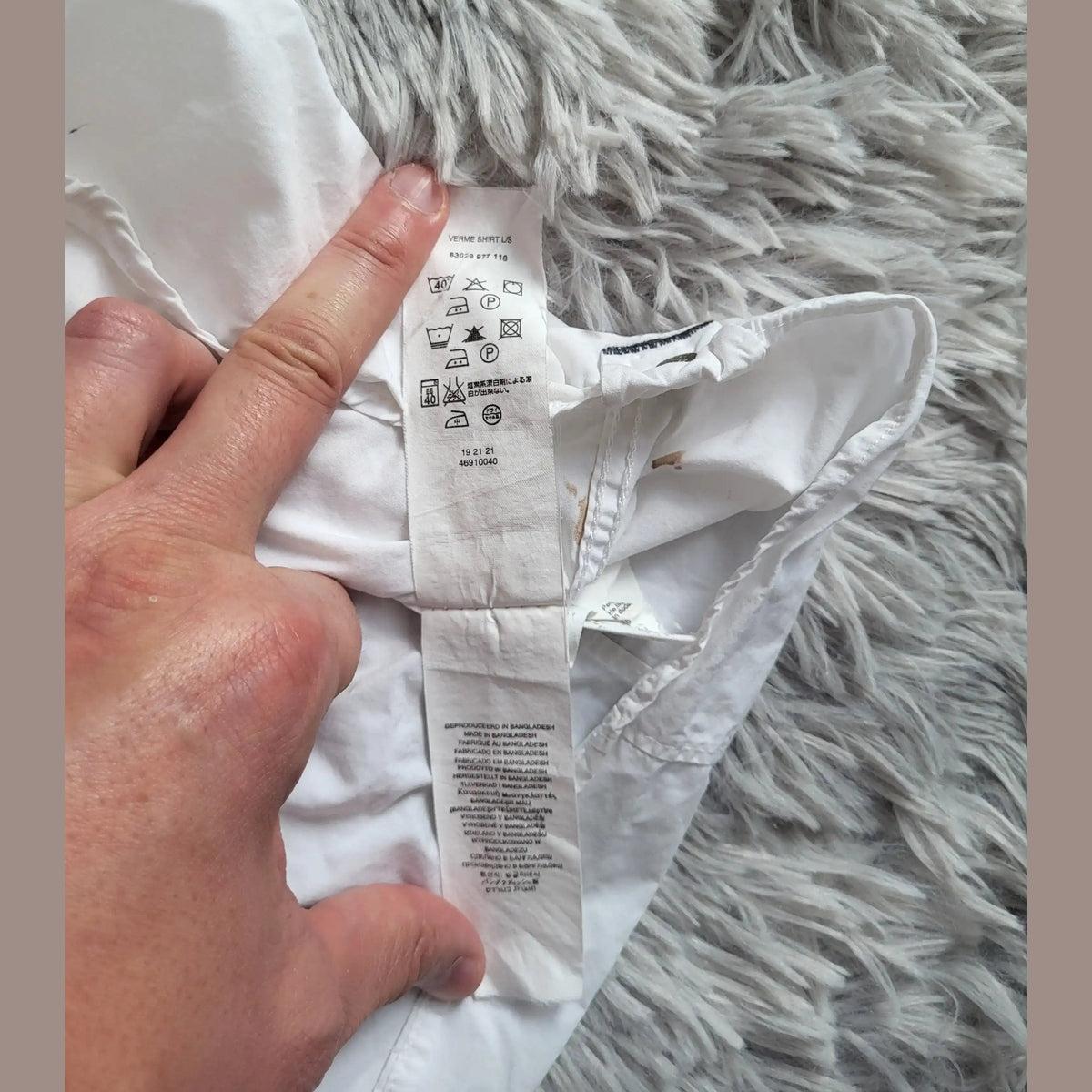 Chemise blanche Verine Shirt LS, taille L, étiquette visible, Fripes Sélect