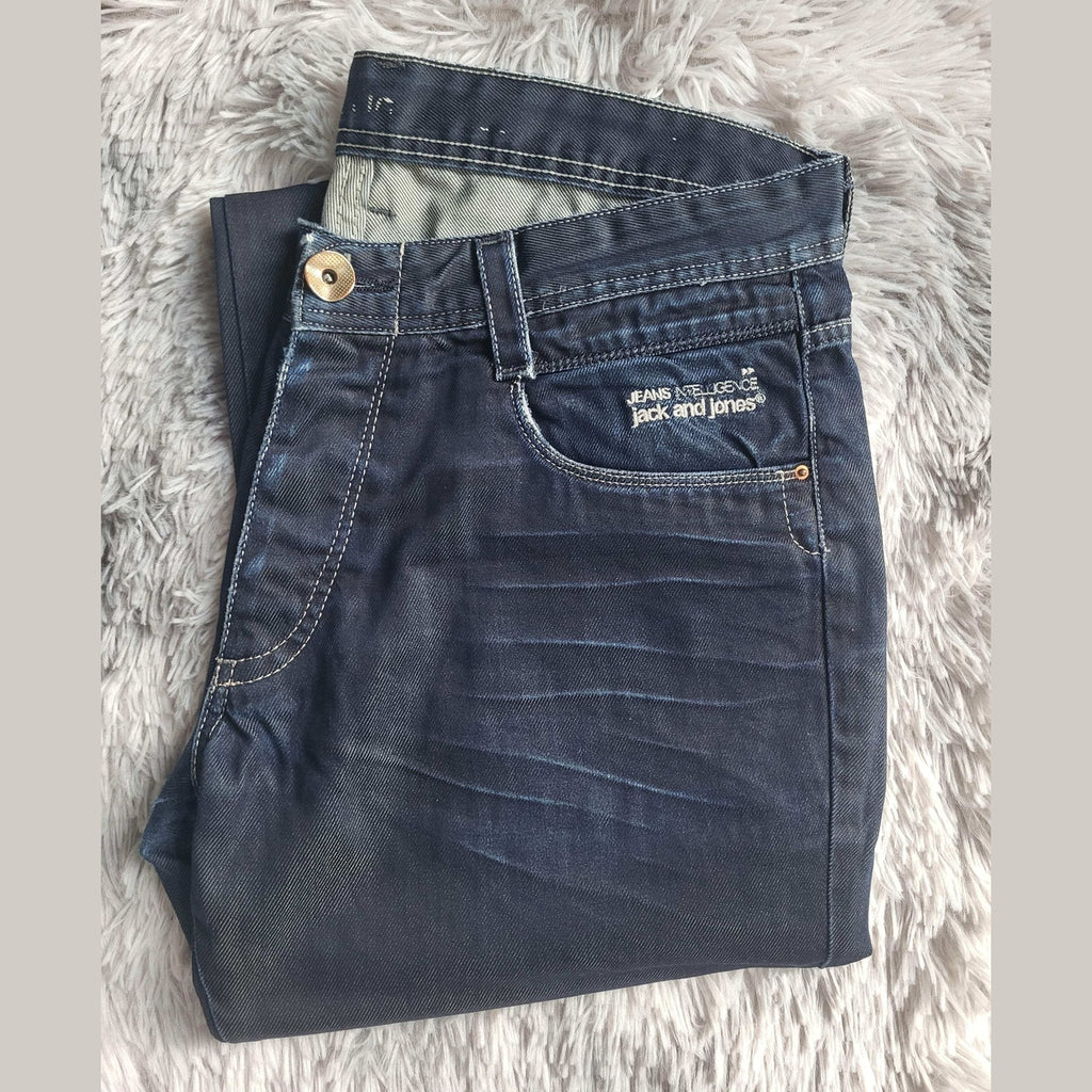 Jean Jack & Jones Core One Coated Bleu Marine – Coupe Droite – W36 L34 – XL – Renforcé