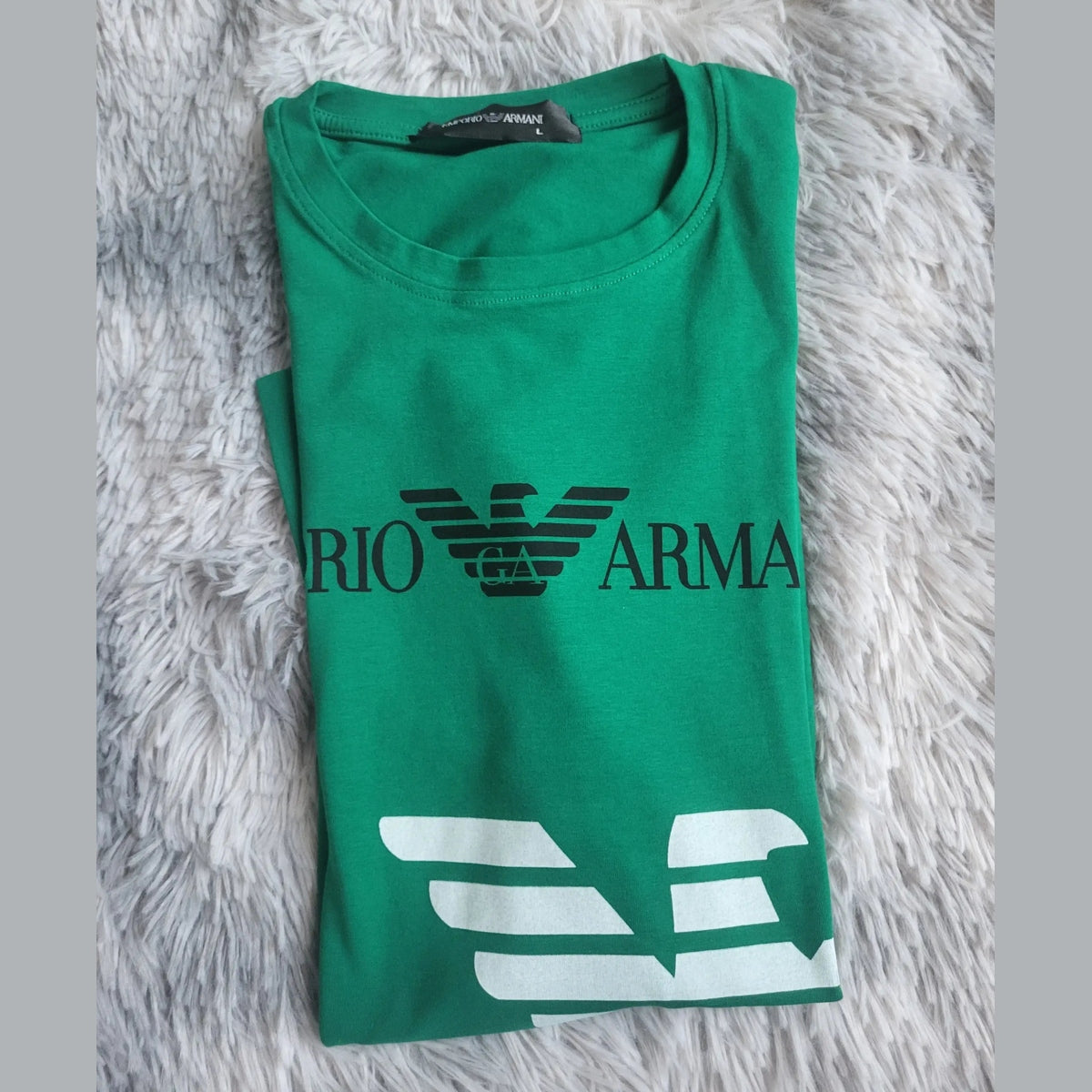 T-shirt vert Emporio Armani taille L, logo visible, Fripes Sélect