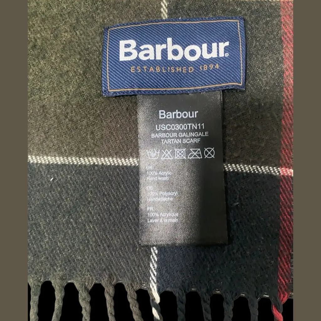 Écharpe Barbour Tartan Galingale Carreau Rouge Vert Très Bon État