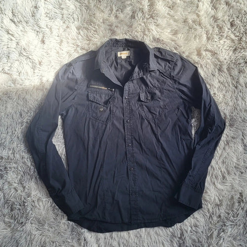 Chemise Diesel S-EBBE-PATCH Noir Anthracite - Taille L - Style Military Workwear Zip