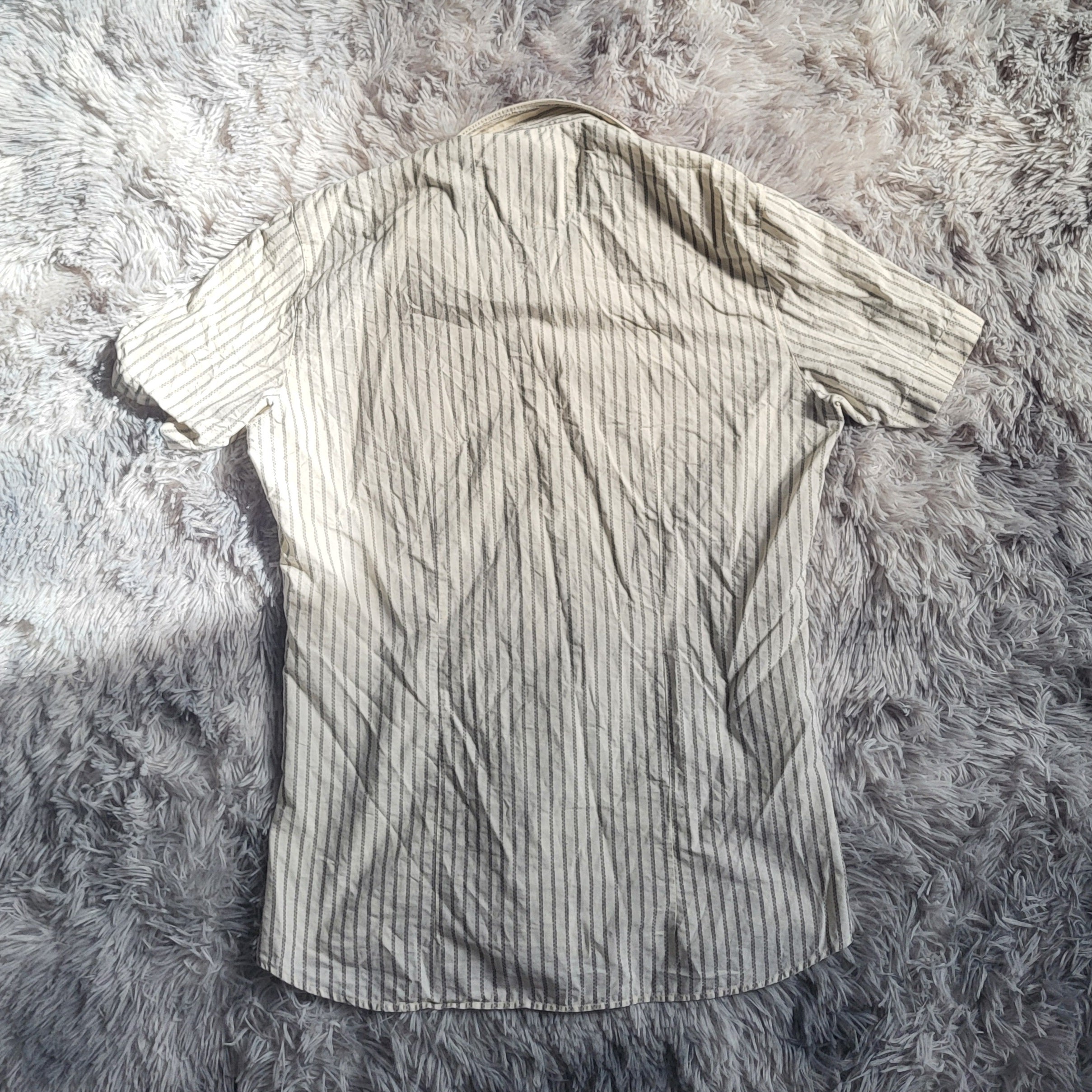 Chemisette HUGO Hugo Boss Slim Fit - Rayures Grises & Écru - Taille L - Archive Étiquette Rouge