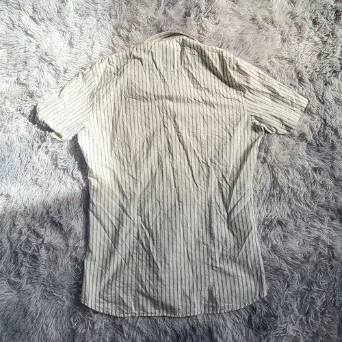 Chemisette HUGO Hugo Boss Slim Fit - Rayures Grises & Écru - Taille L - Archive Étiquette Rouge