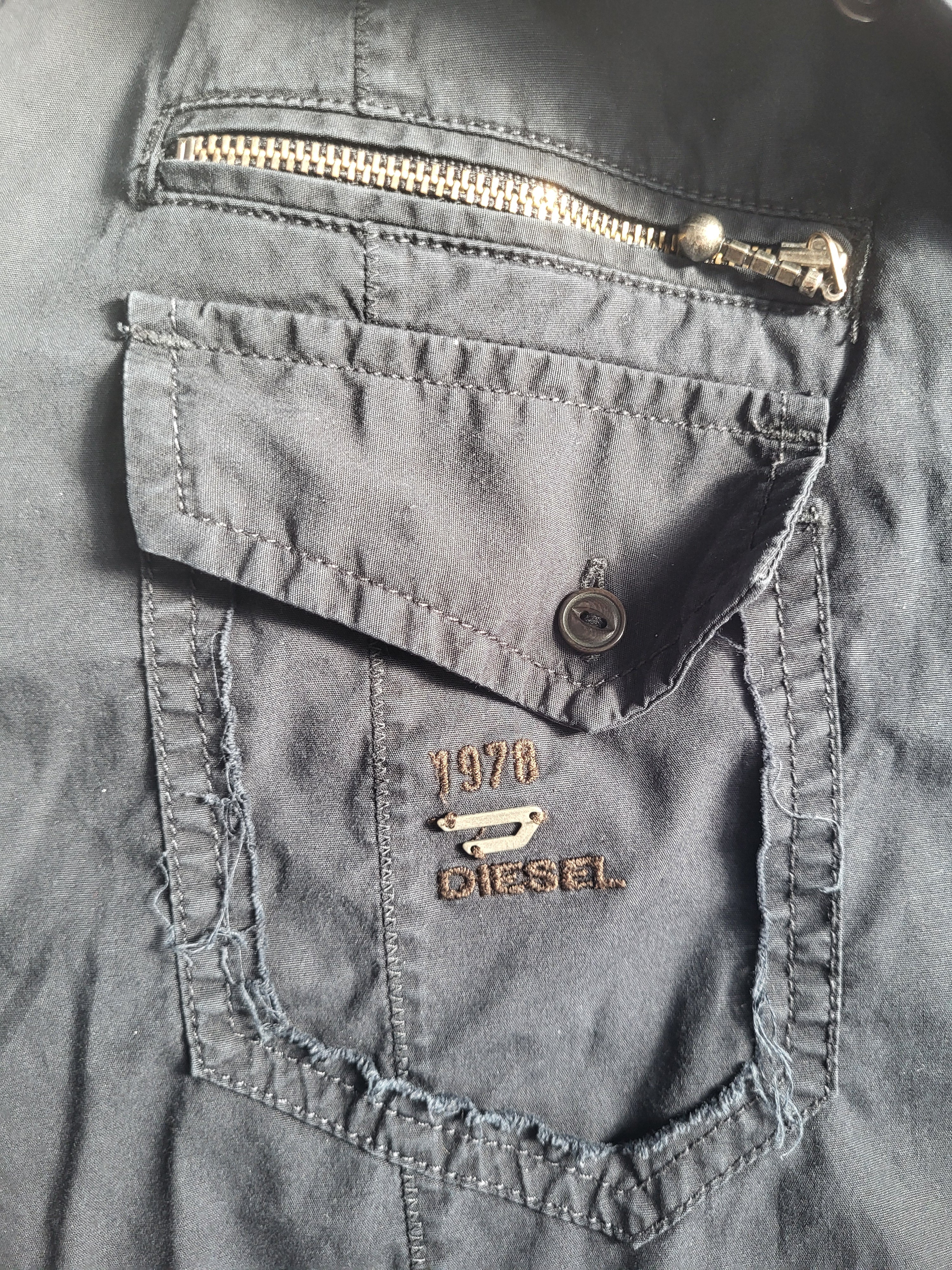 Chemise Diesel S-EBBE-PATCH Noir Anthracite - Taille L - Style Military Workwear Zip