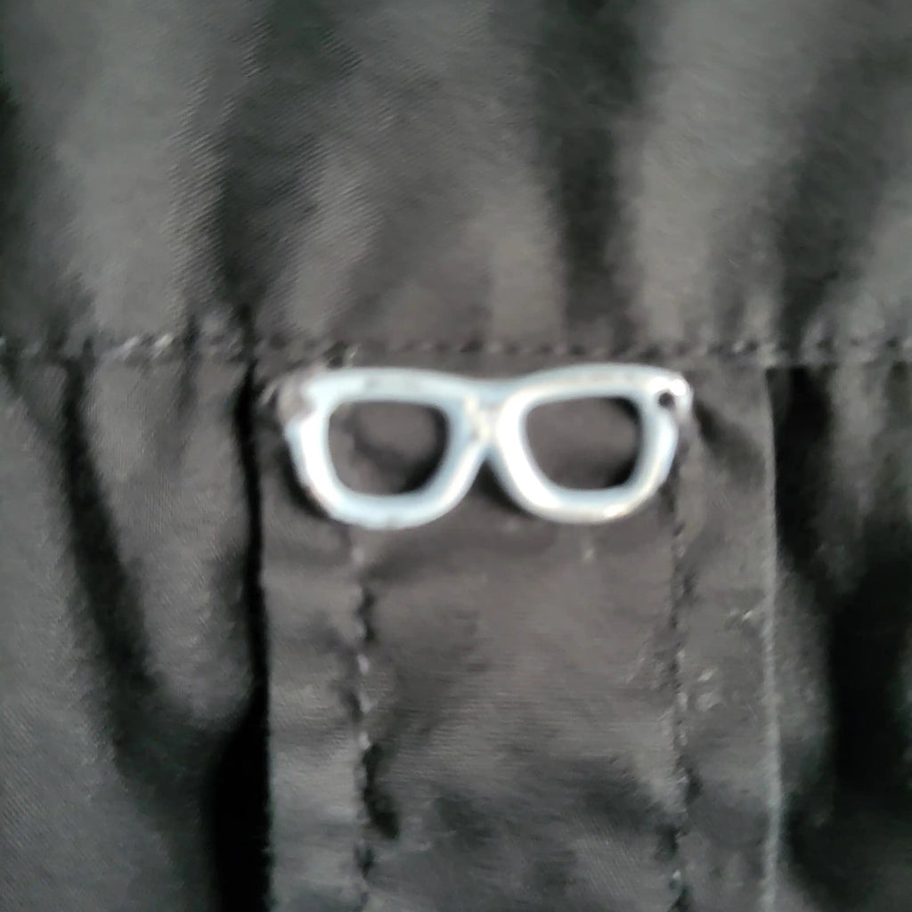 Veste noire avec broderie lunettes, marque non visible, taille non renseignée, Fripes Sélect