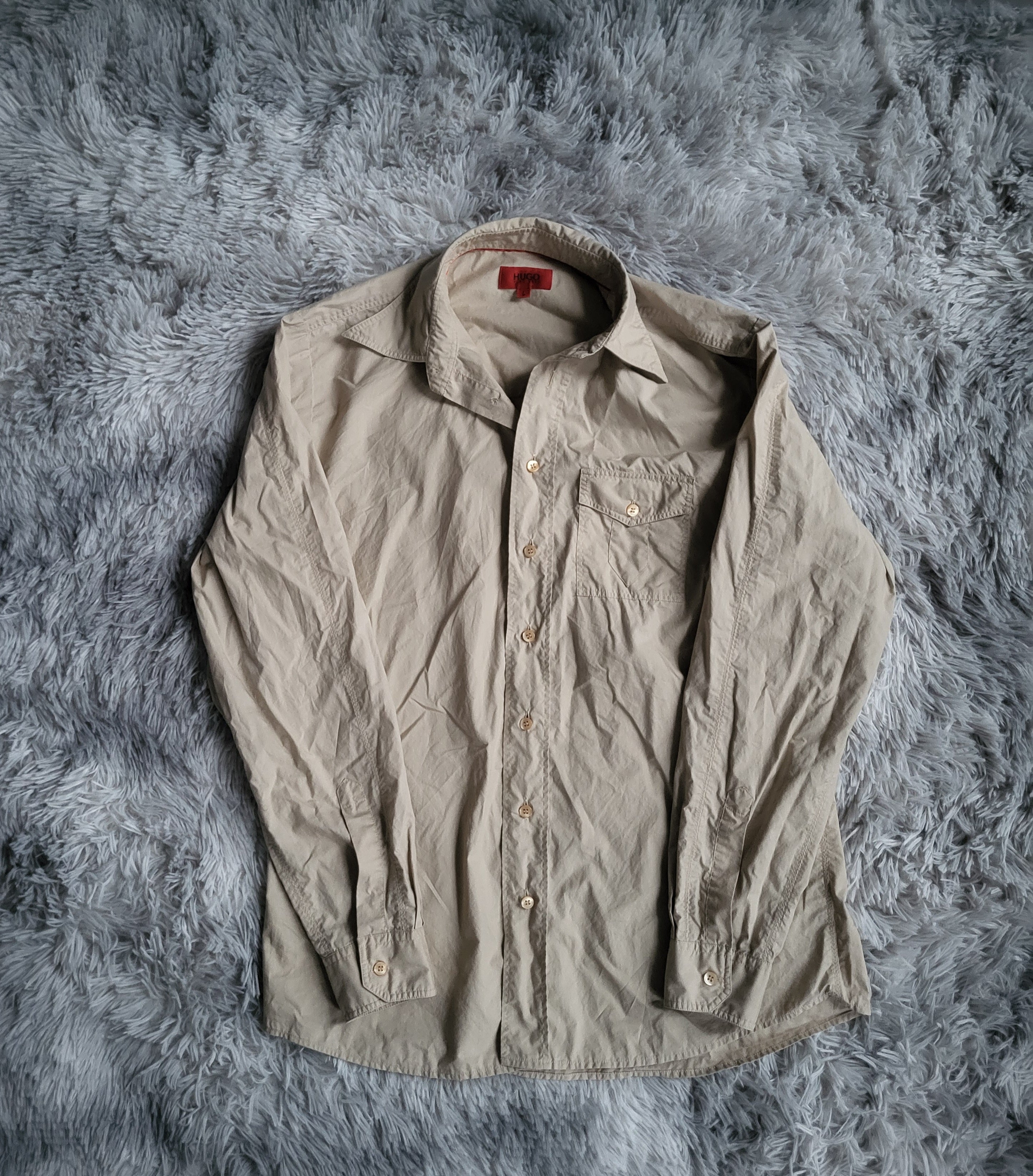 Chemise HUGO Hugo Boss Saharienne Beige - Taille L - Popeline de Coton Style Field