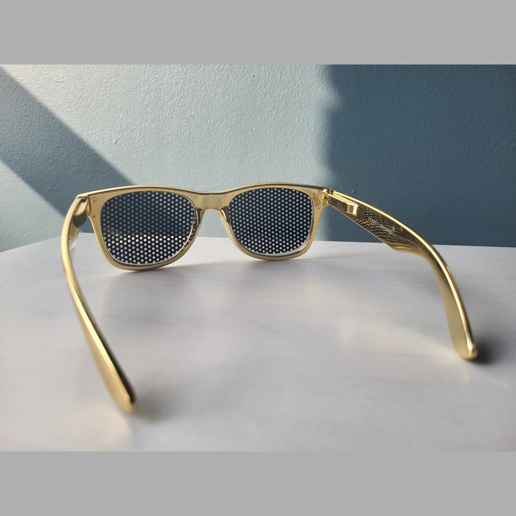 Lunettes de soleil dorées, taille unique, verres à pois noirs, Fripes Sélect