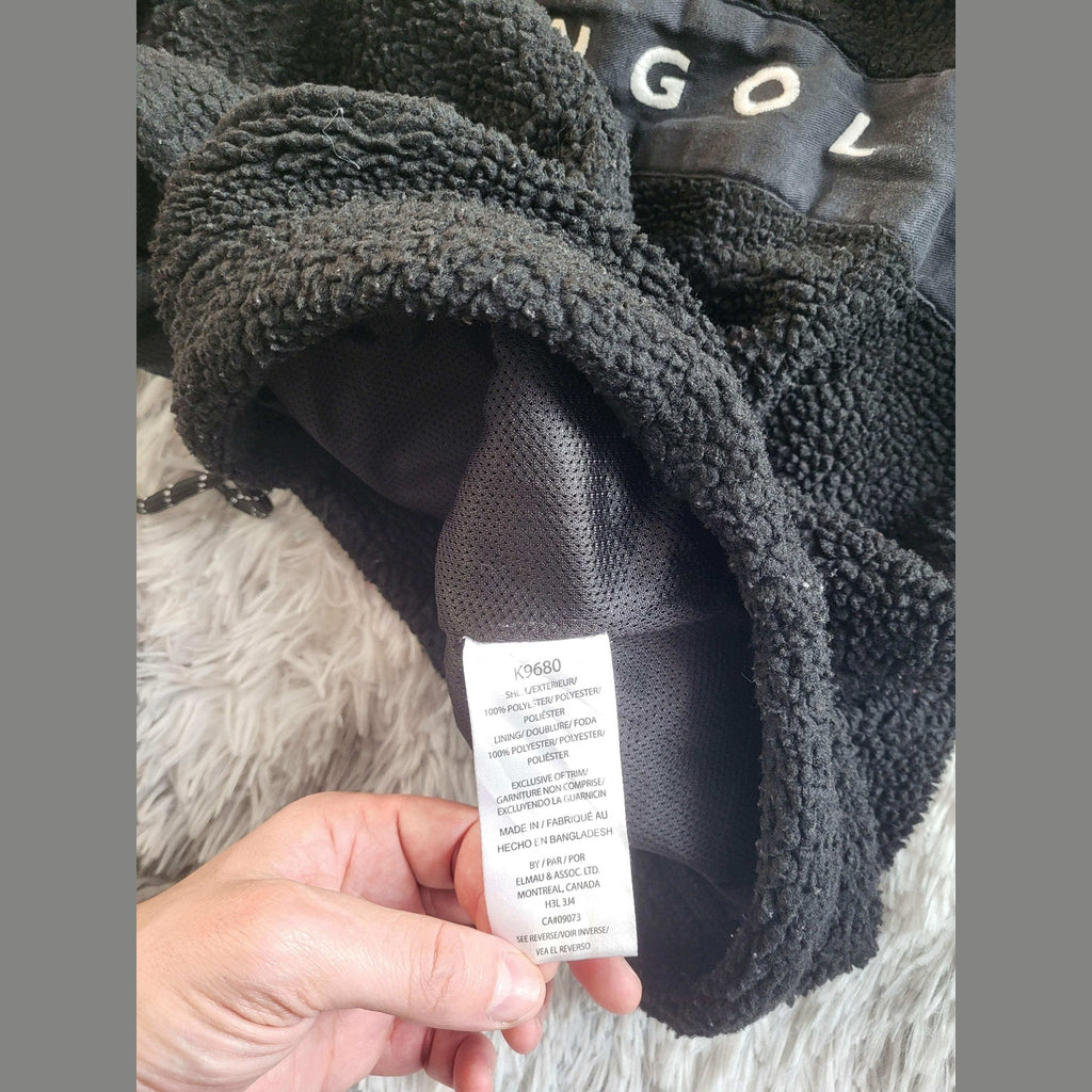 Veste polaire noire Kangol taille SHL, détail étiquette, Fripes Sélect