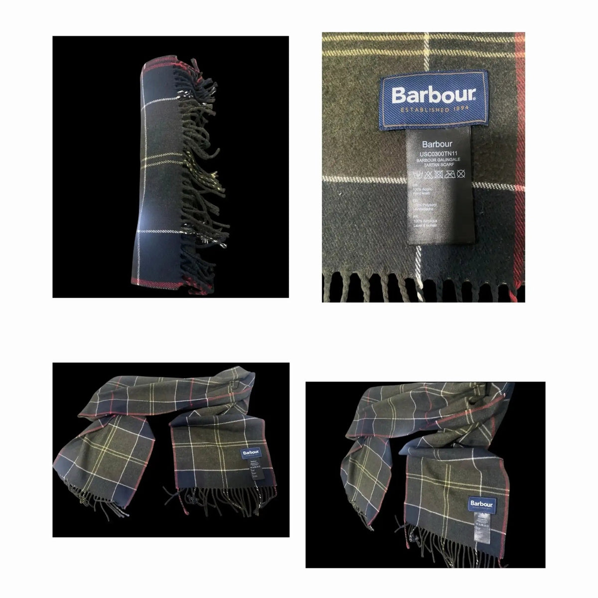 Écharpe Barbour à carreaux, couleur principale noire, taille unique. Fripes Sélect