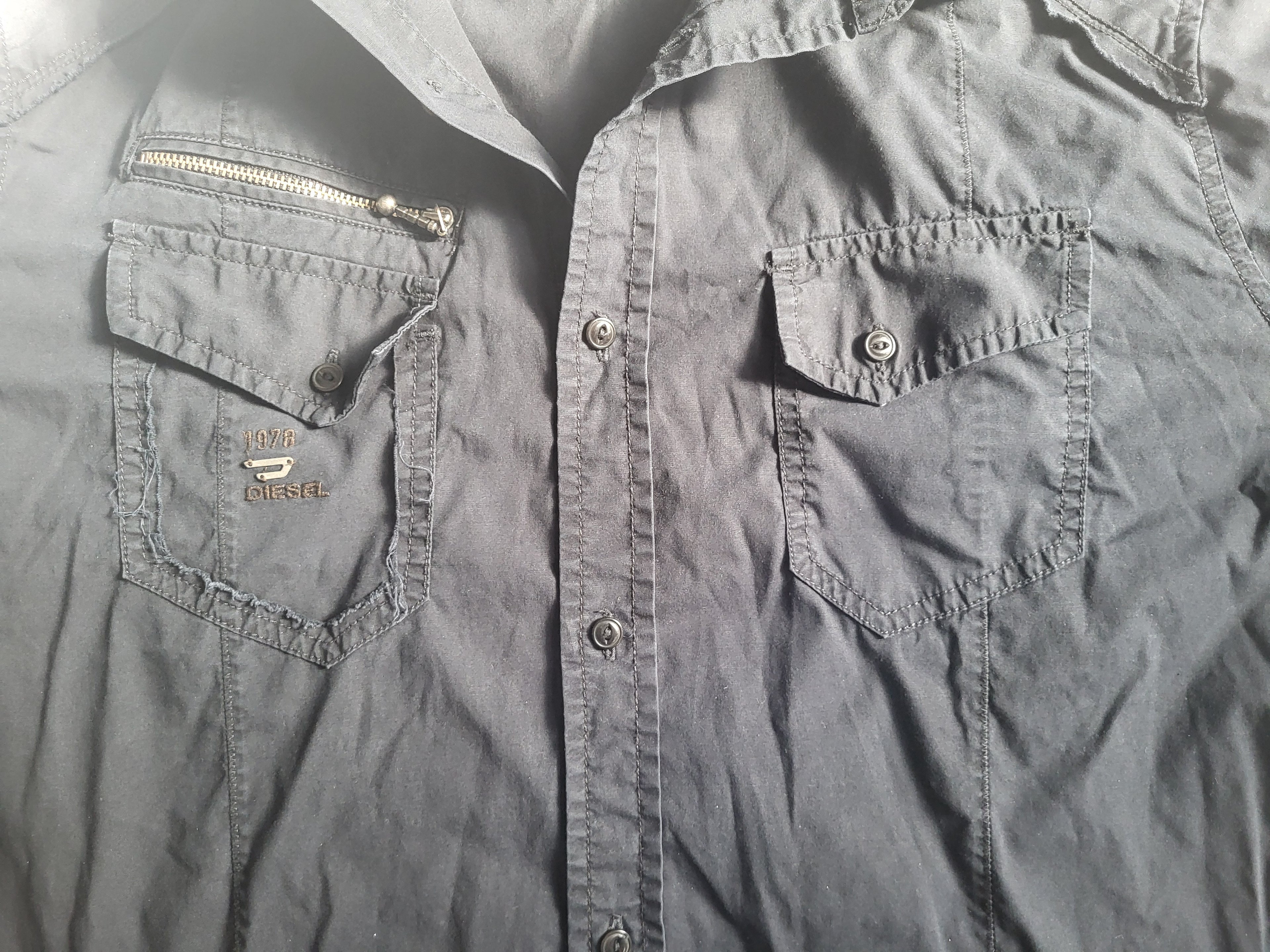 Chemise Diesel S-EBBE-PATCH Noir Anthracite - Taille L - Style Military Workwear Zip