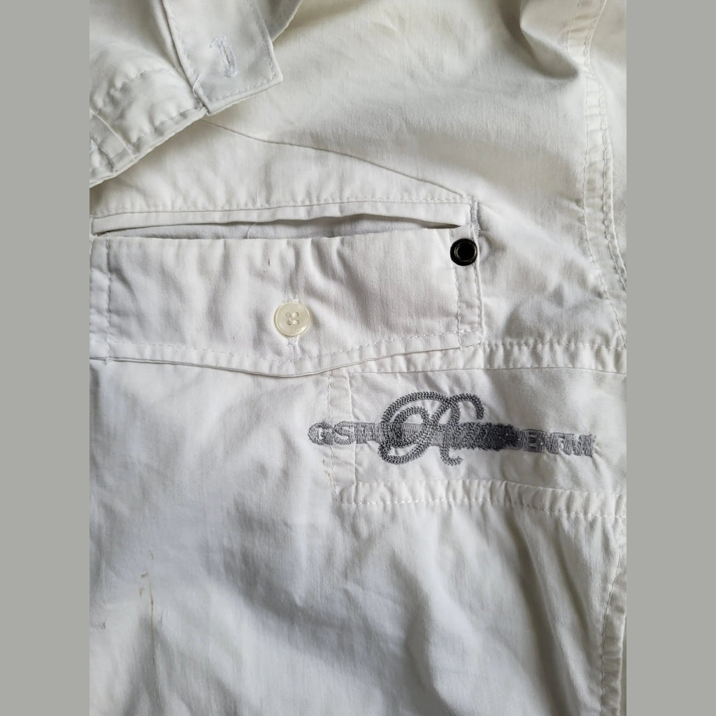Chemise blanche G-Star Raw, broderie logo visible, taille M. Fripes Sélect