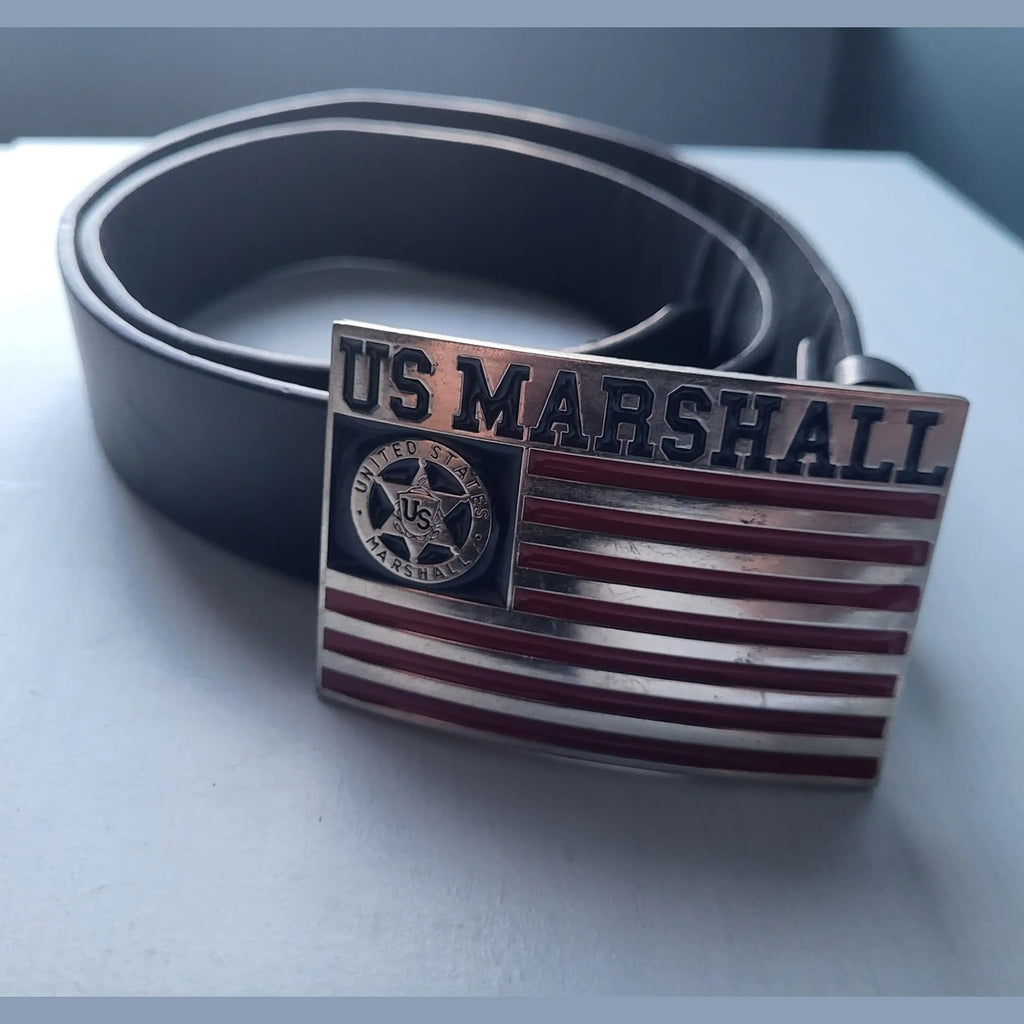 Ceinture Vintage US MARSHALL – Boucle Plaque Massive – Taille 90