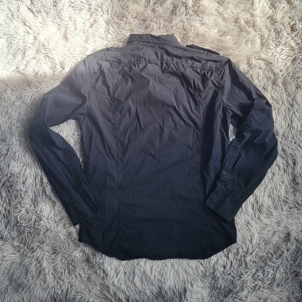 Chemise Diesel S-EBBE-PATCH Noir Anthracite - Taille L - Style Military Workwear Zip