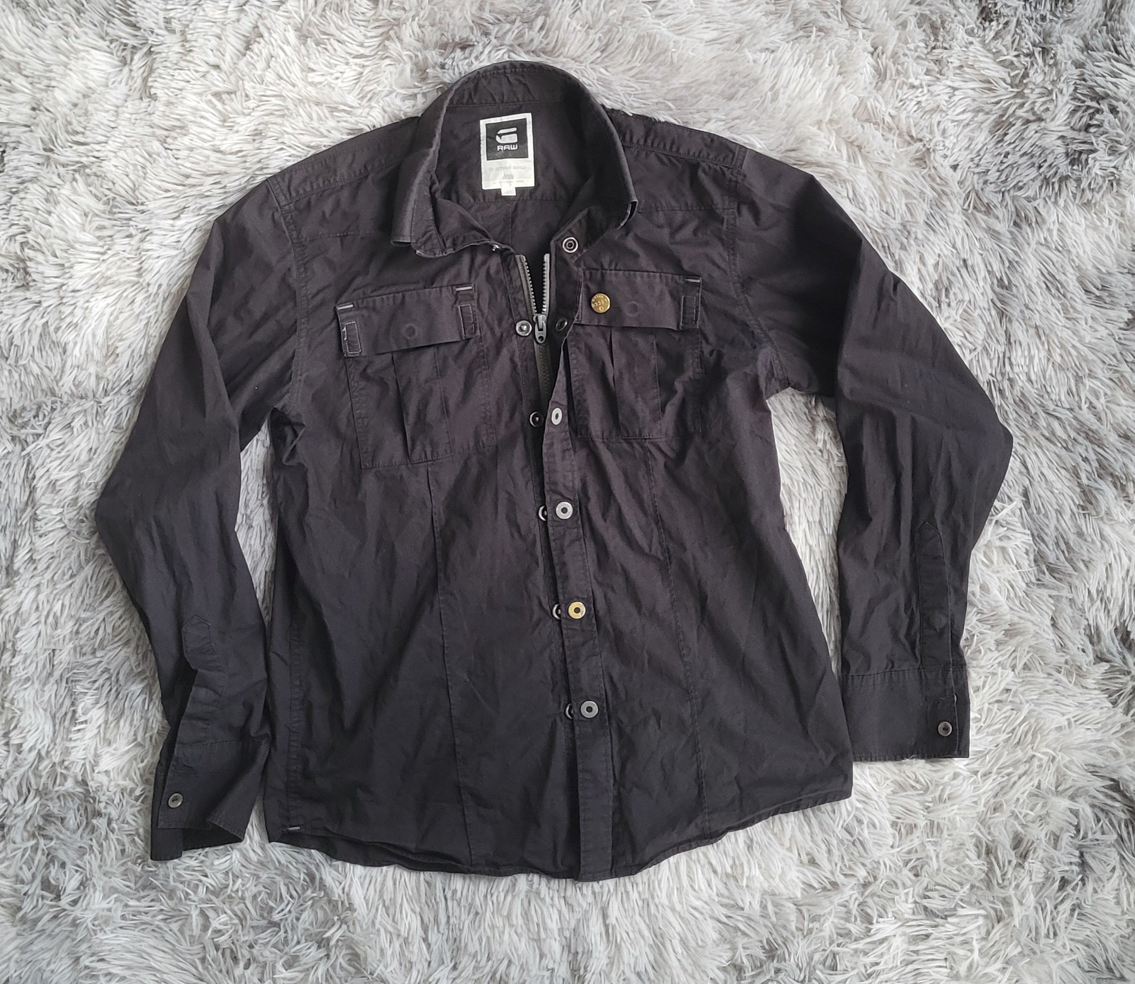 Surchemise G-Star RAW 3301 Zippée - Utility Denim Noir - Taille L - Overshirt Veste Technique