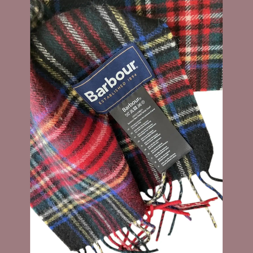 Echarpe Barbour à carreaux écossais rouge, taille unique. Fripes Sélect