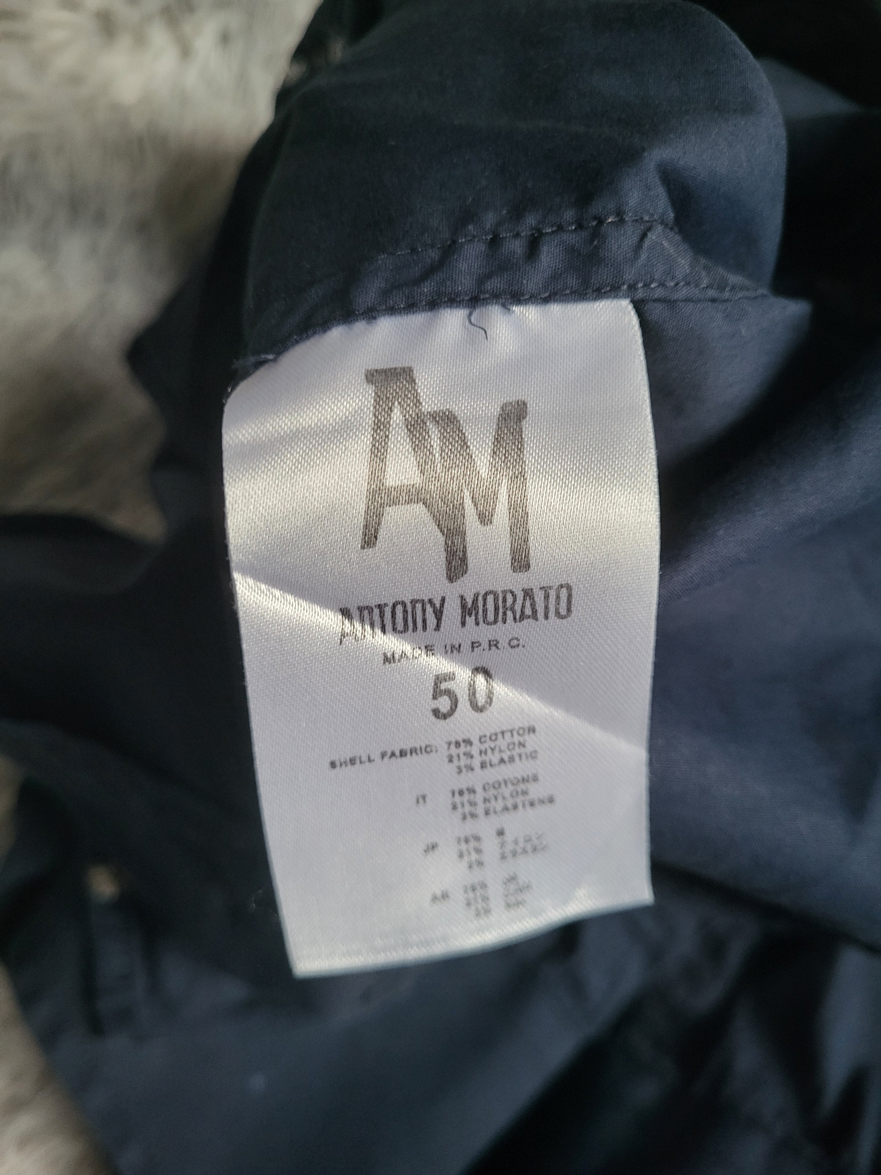 Chemise Antony Morato Black Collection Stretch Marine - Taille 50 IT (L) - Bandes Texturées Relief