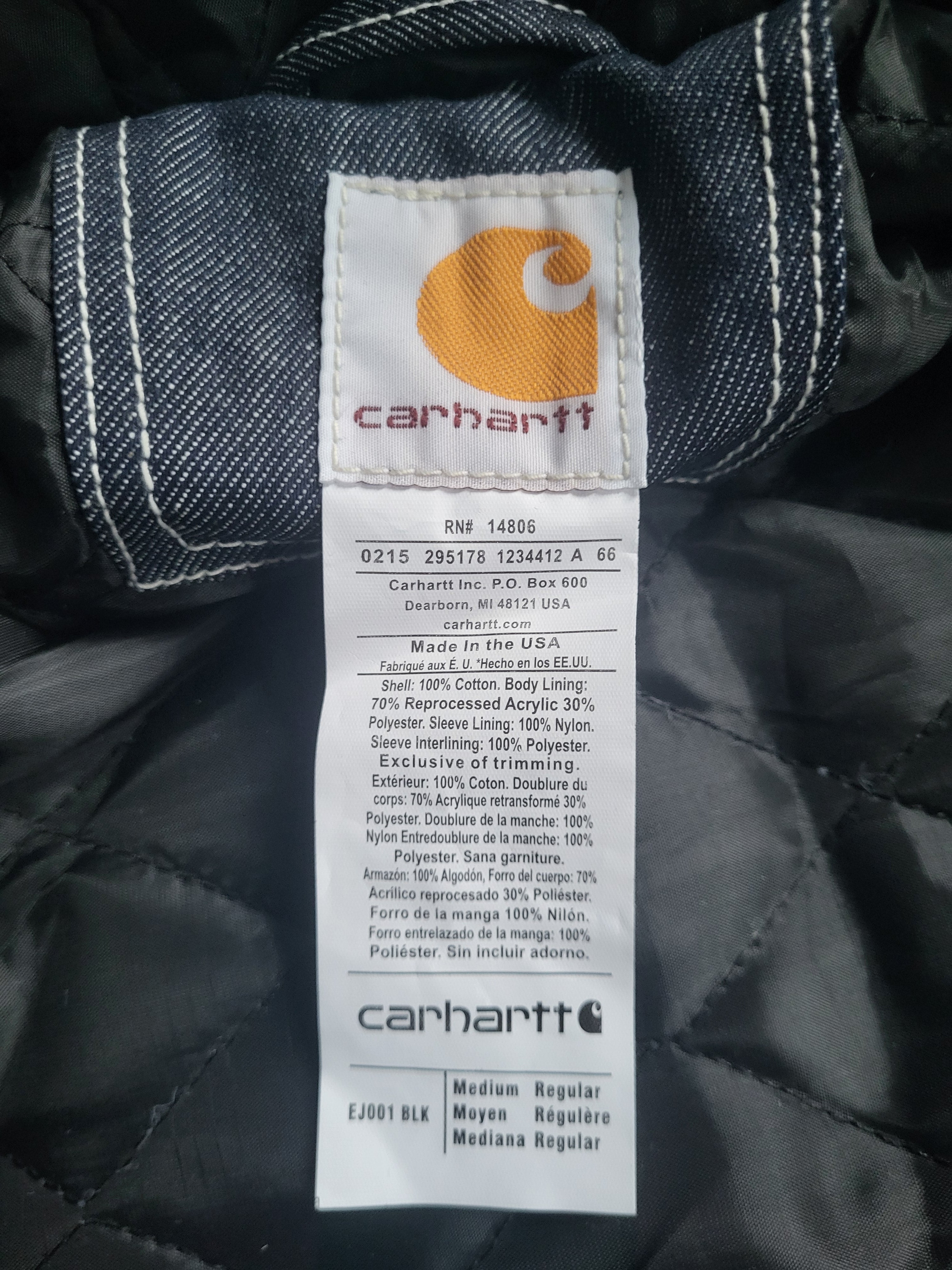 Veste Carhartt Active Denim Bleu Foncé - Made in USA - Vintage - Taille M -  État impéccable !