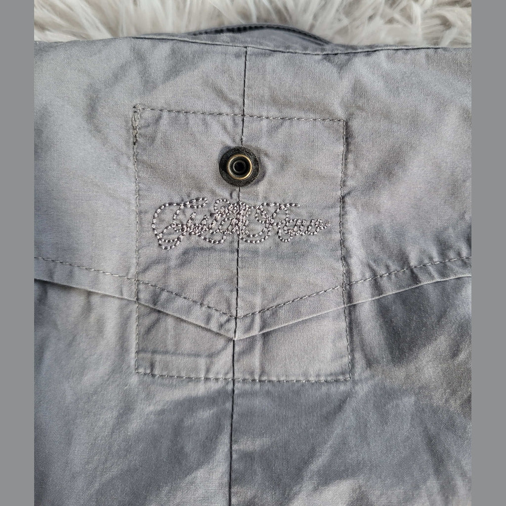 Chemise grise Guess Jeans, poche poitrine, taille non visible, Fripes Sélect