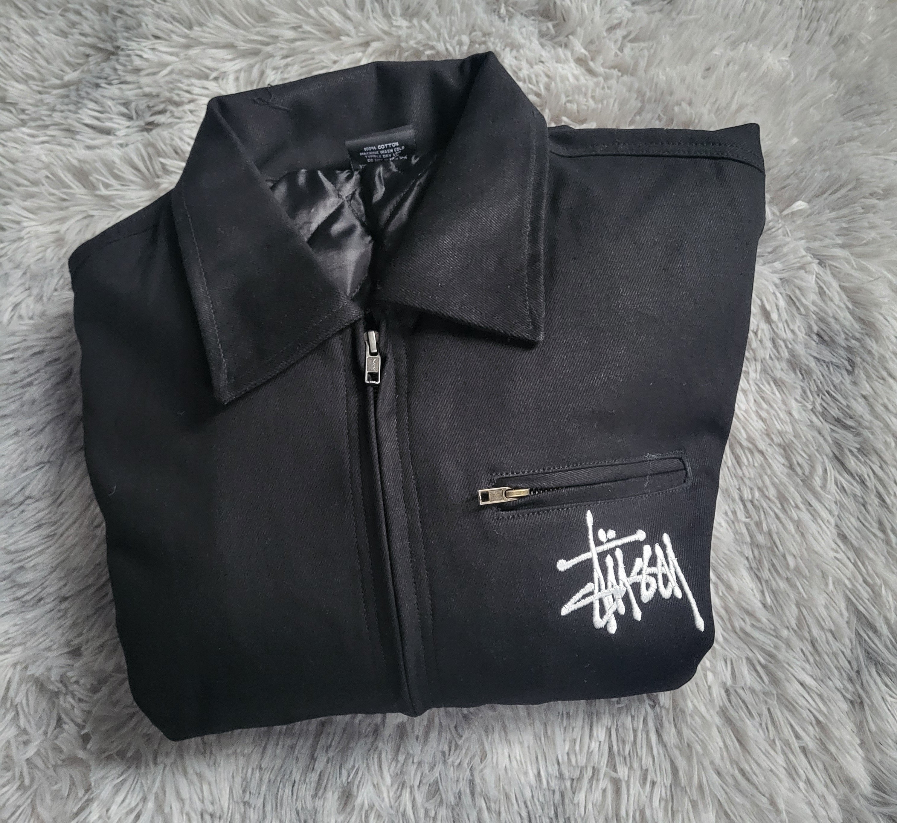 Veste Stüssy Canvas Noire Homme - Double Logo Brodé - Taille M - Neuf