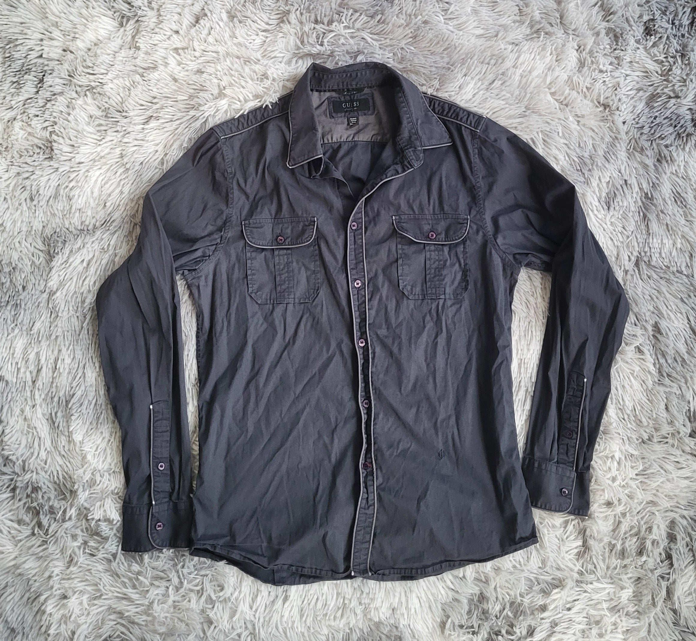 Chemise Guess - Marine - Taille L - Slim Fit – 100% Coton Premium – Style Officewear & Urbain Chic