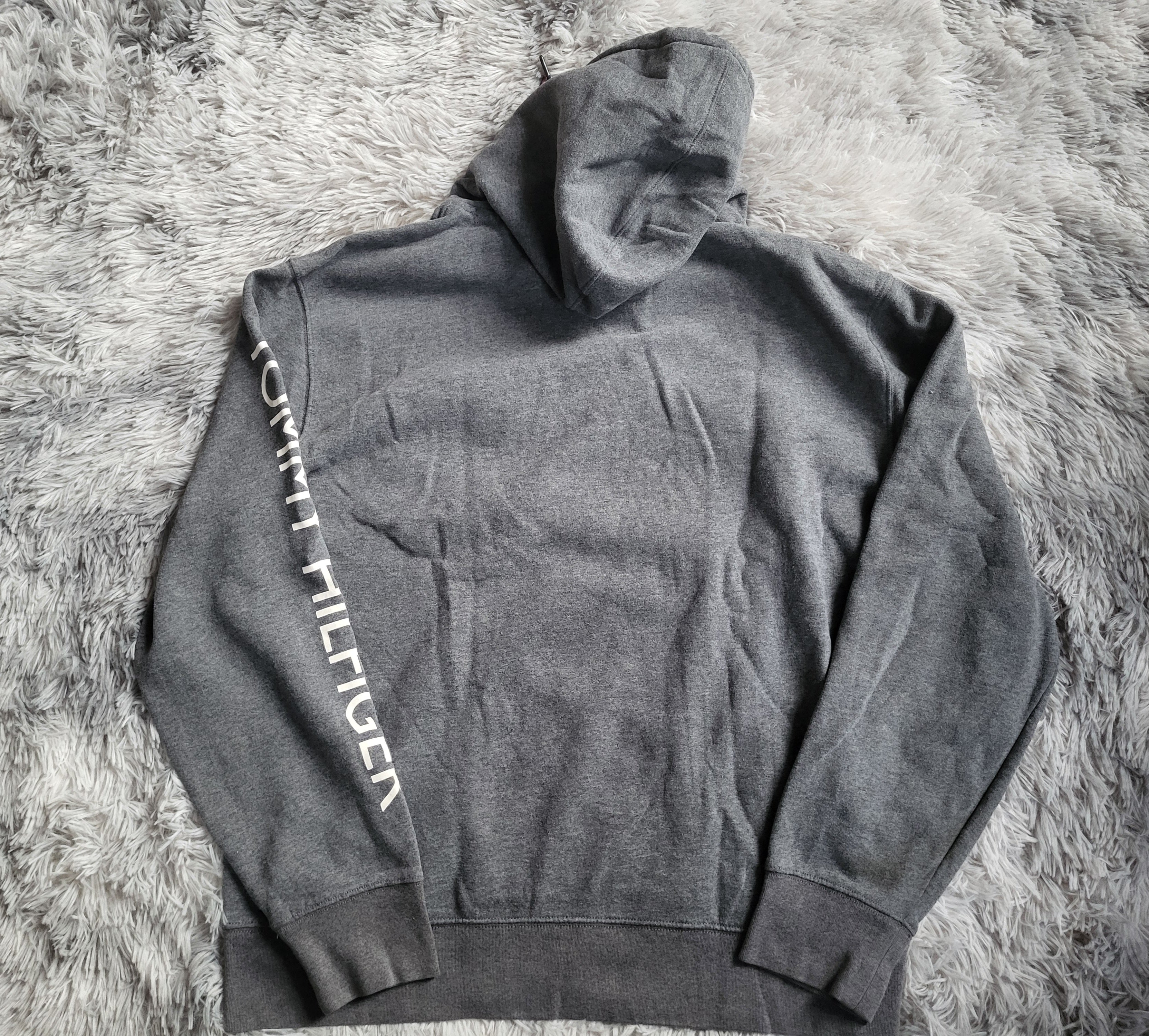 Hoodie Tommy Hilfiger Logo Taped Gris Chiné - Taille XL