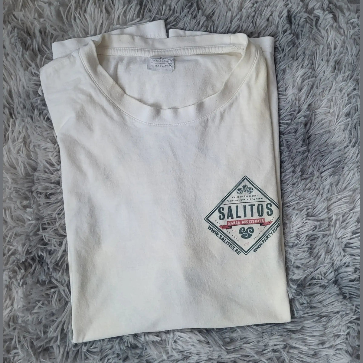 T-shirt blanc Salitos taille XL, logo poitrine, mode seconde main Fripes Sélect