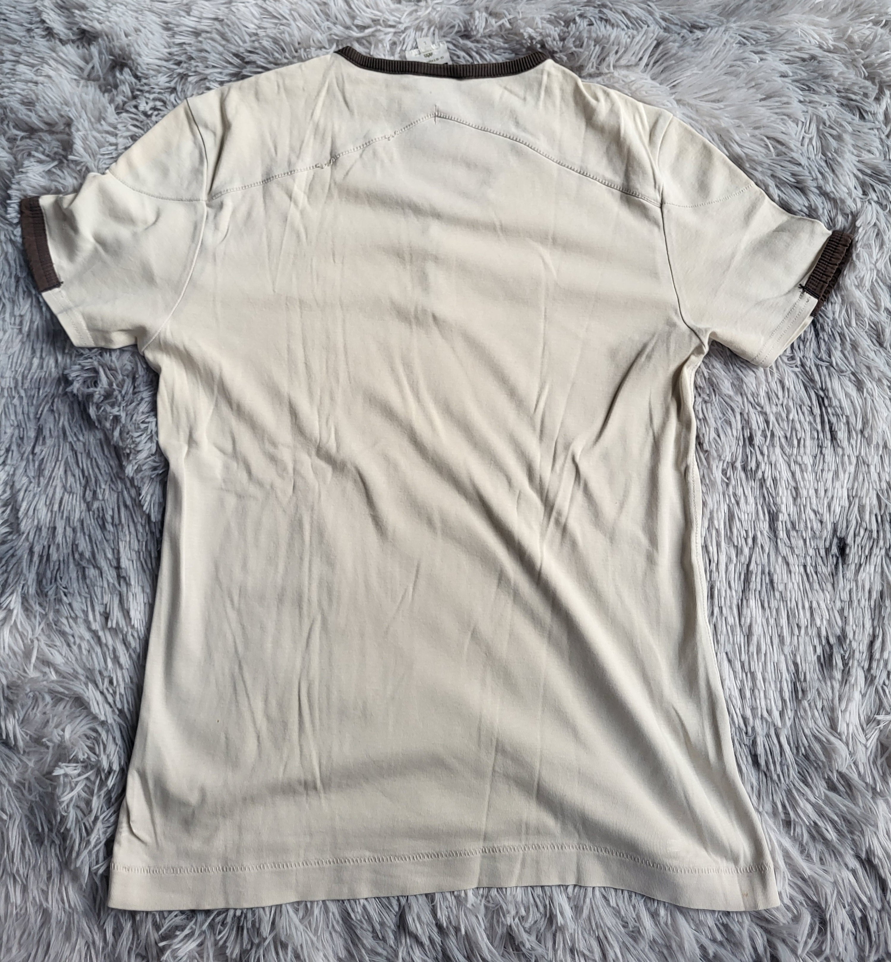 T-shirt G-Star RAW Originals 96 – Col Henley – Beige & Marron – Taille L – Vintage Y2K