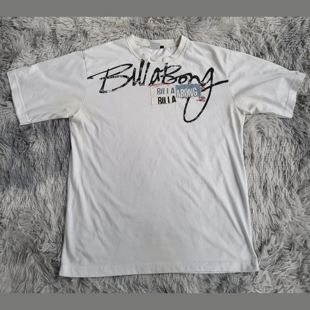 T-shirt Billabong Vintage Y2K – Logo Script & Graphique – Taille M – 100% Coton