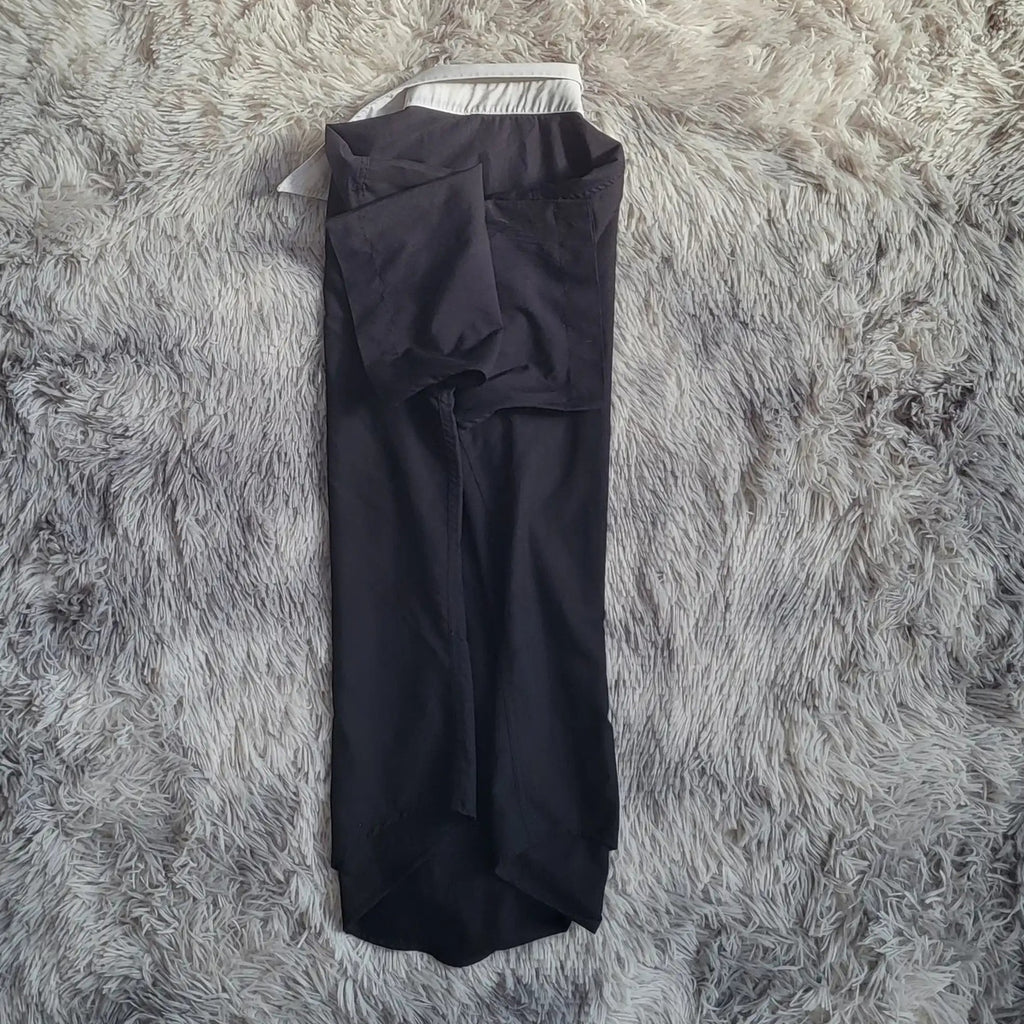 Chemise noire à manches longues, col blanc, taille non indiquée, Fripes Sélect