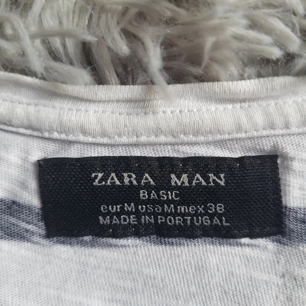 T-shirt Zara Man Basic Rayé – Style Marinière – Taille M – 100% Coton - Petit Prix