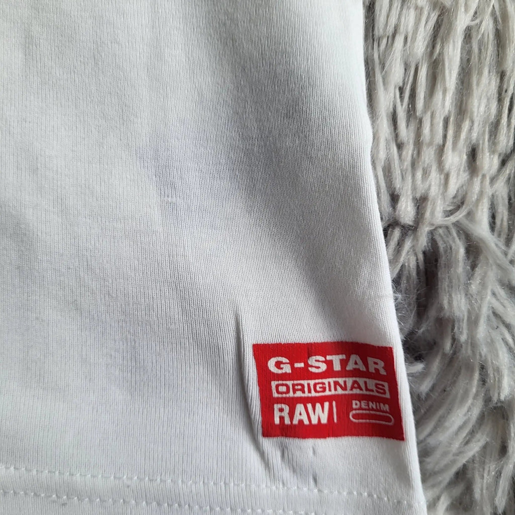 T-shirt G-Star RAW Originals Graphic 8 – Coton Bio – Taille L – Blanc Optique
