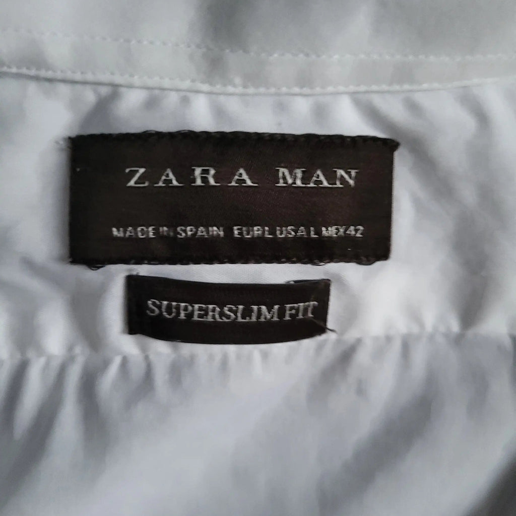 Chemise Zara Man Super Slim Fit Blanche - Taille L - Made in Spain - Coupe Ajustée