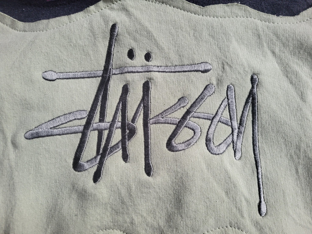 Sweat à capuche Stüssy Reworked Patchwork – Pièce Unique 1/1 – Rose & Gris Taille XL