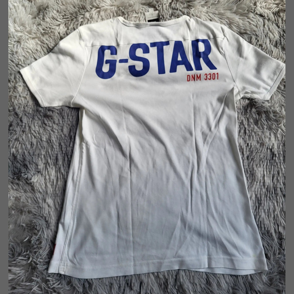 T-shirt G-Star RAW Originals Graphic 8 – Coton Bio – Taille L – Blanc Optique
