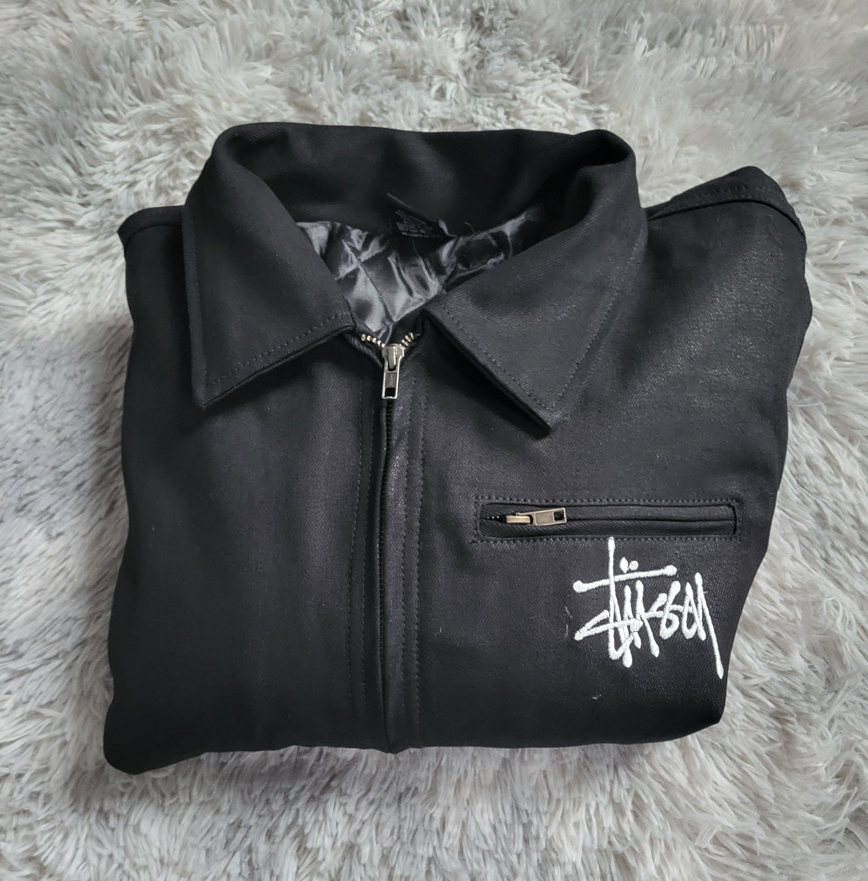 Veste Stüssy Canvas Noire Homme - Double Logo Brodé - Taille L - Neuf