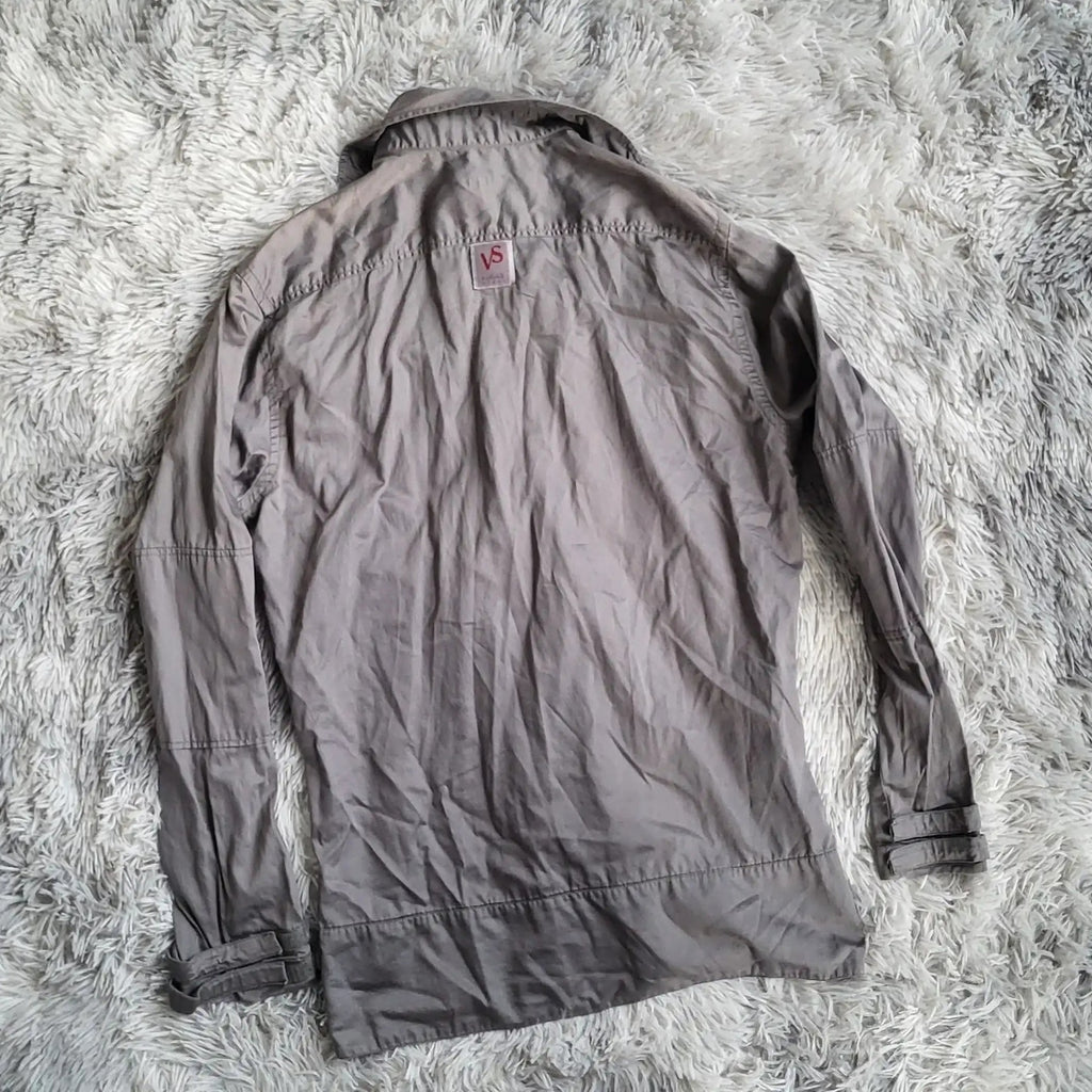 Chemise Versace Sport Vintage - Style Safari Utility Gris Anthracite - Archive Y2K - Luxe Italien
