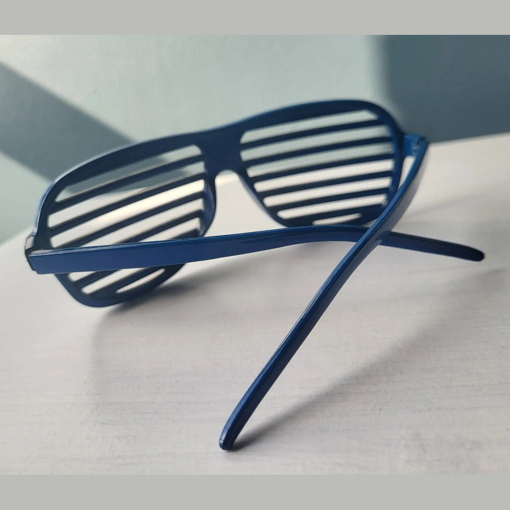 Lunettes Shutter Shades Bleues Strass Bling Bling – Vintage Festival Y2K