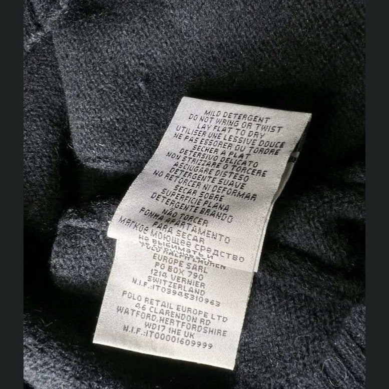 Pull noir Ralph Lauren, taille XL, étiquette intérieure visible. Fripes Sélect