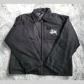 Veste Stüssy Canvas Shop Jacket Noire - Double Logo Brodé (Avant & Dos) Homme  - Style 118481 - Taille M 