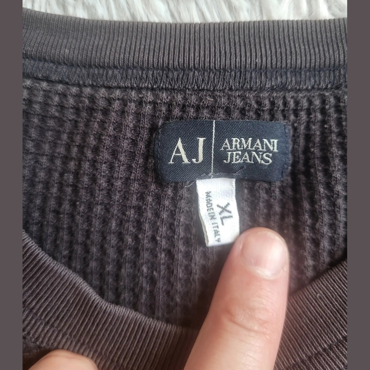 Haut Manches Longues Armani Jeans Archive Waffle Knit Vintage XL Made in Italy