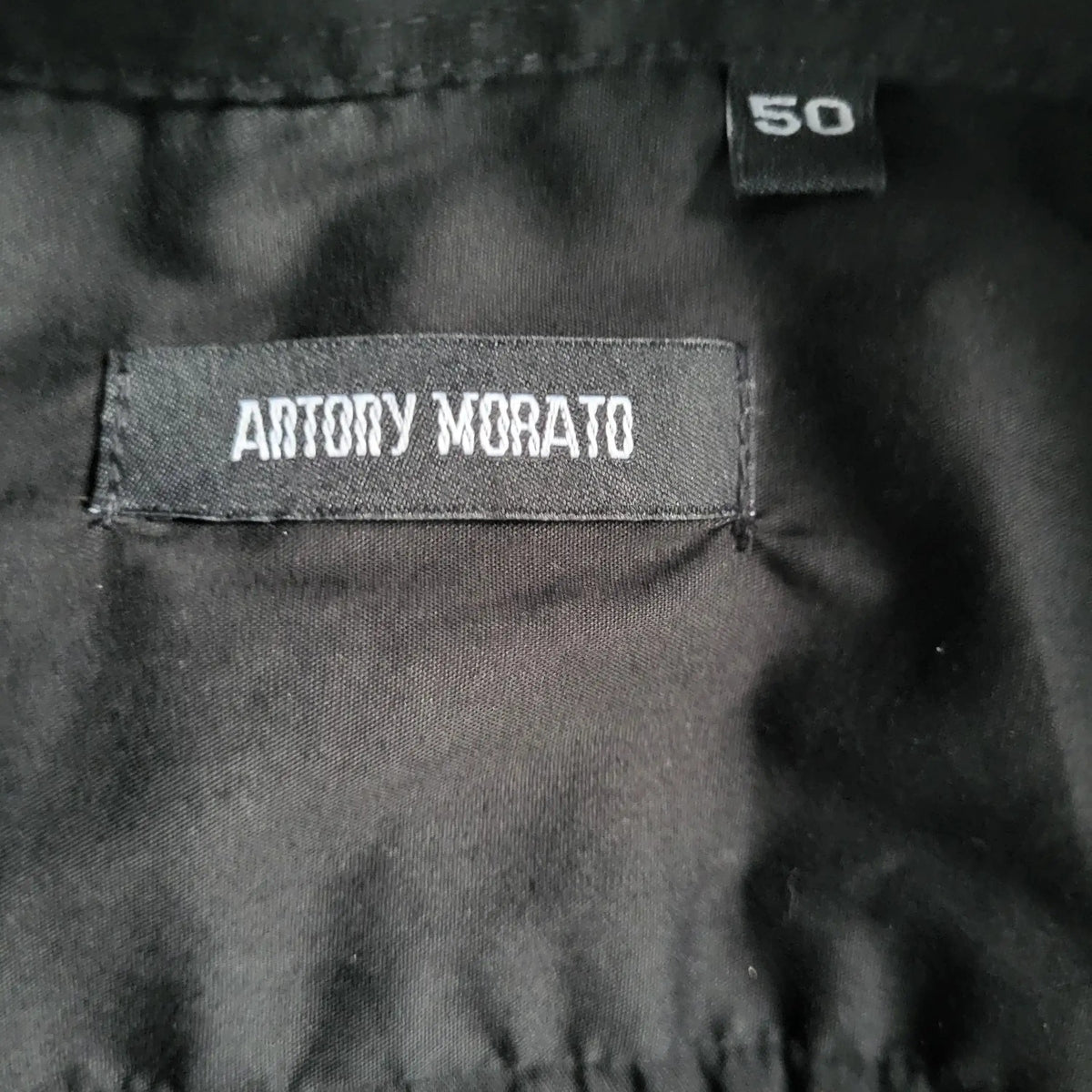 Veste noire Antony Morato taille 50, étiquette visible. Fripes Sélect