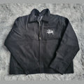 Veste Stüssy Canvas Shop Jacket Noire - Double Logo Brodé (Avant & Dos) Homme  - Style 118481 - Taille L 