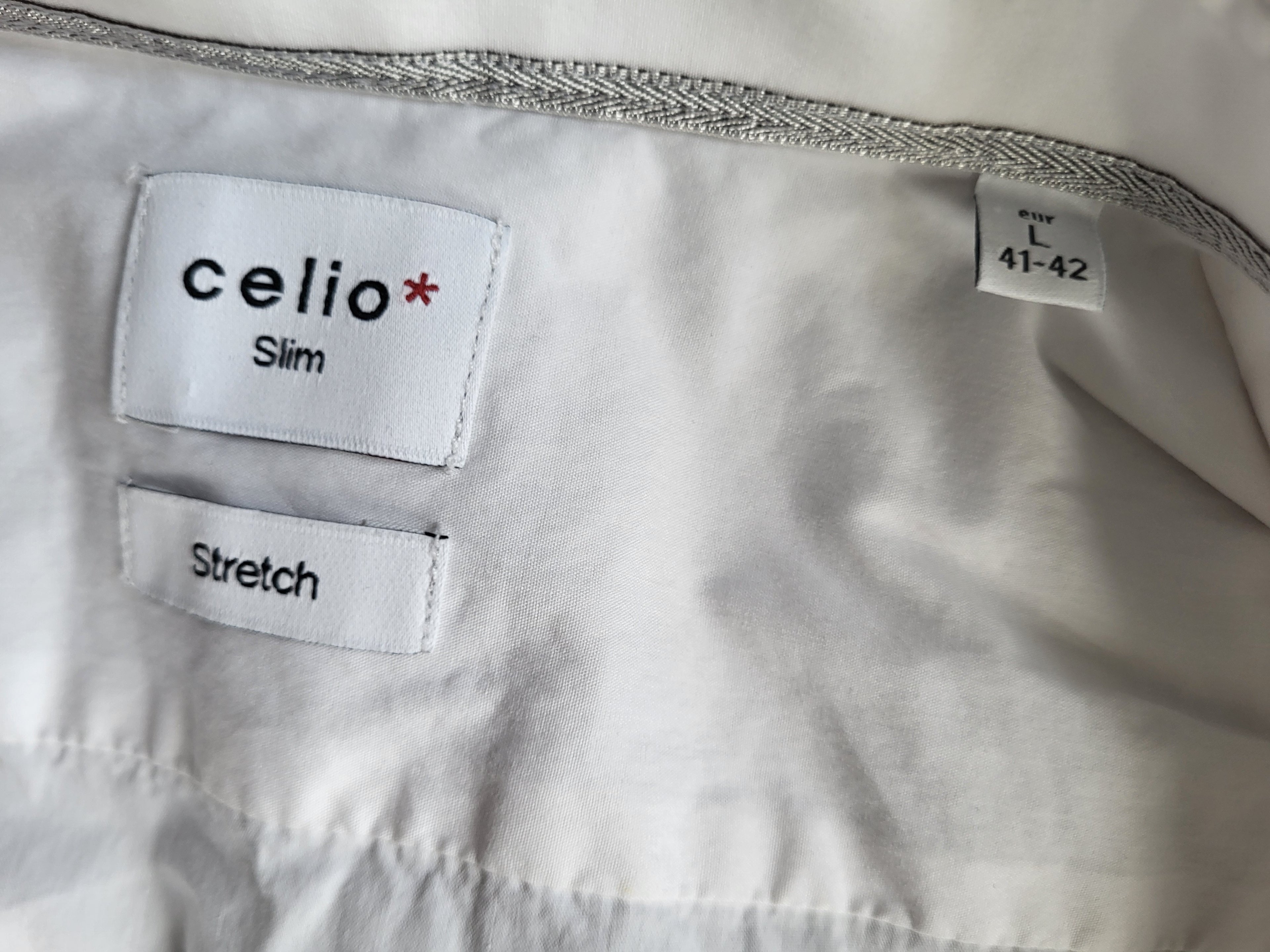 Chemise Celio Blanche Masantal - Taille L - Coupe Slim Fit - Coton Stretch Confort - Basique Homme