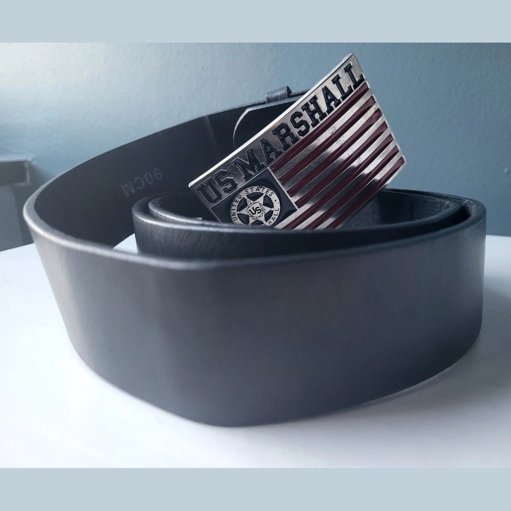 Ceinture Vintage US MARSHALL – Boucle Plaque Massive – Taille 90