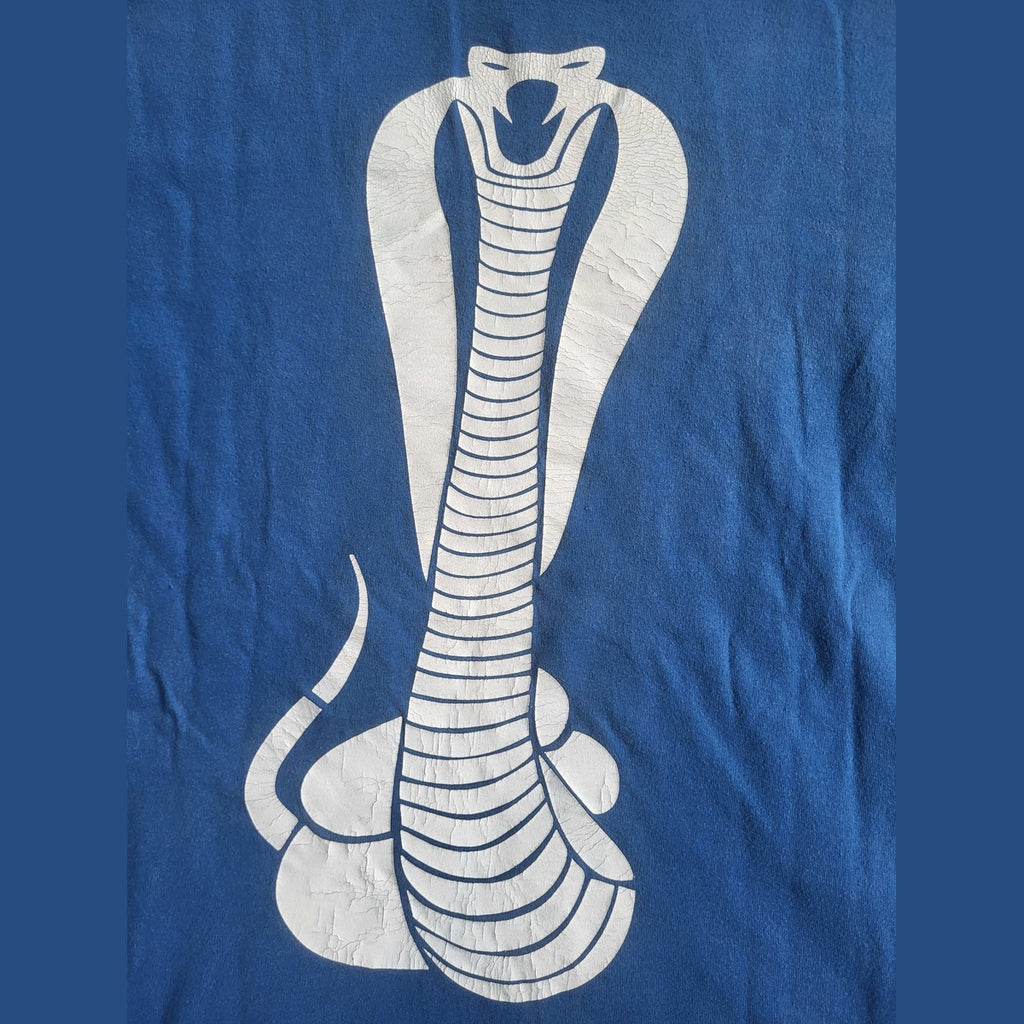 T-shirt bleu motif cobra blanc, marque et taille non visibles, Fripes Sélect