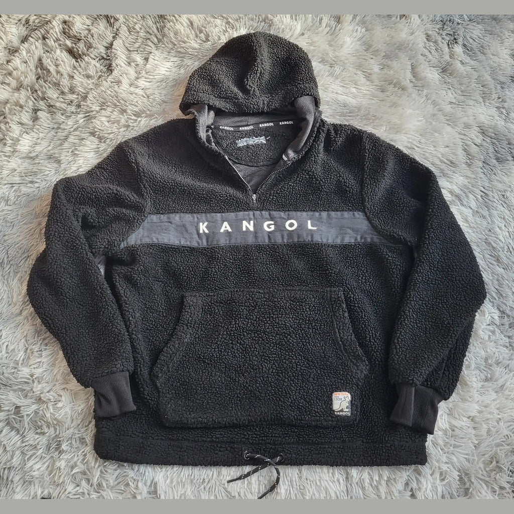 POLAIRE KANGOL SHERPA VINTAGE XL - ANORAK NOIR - STYLE STREETWEAR