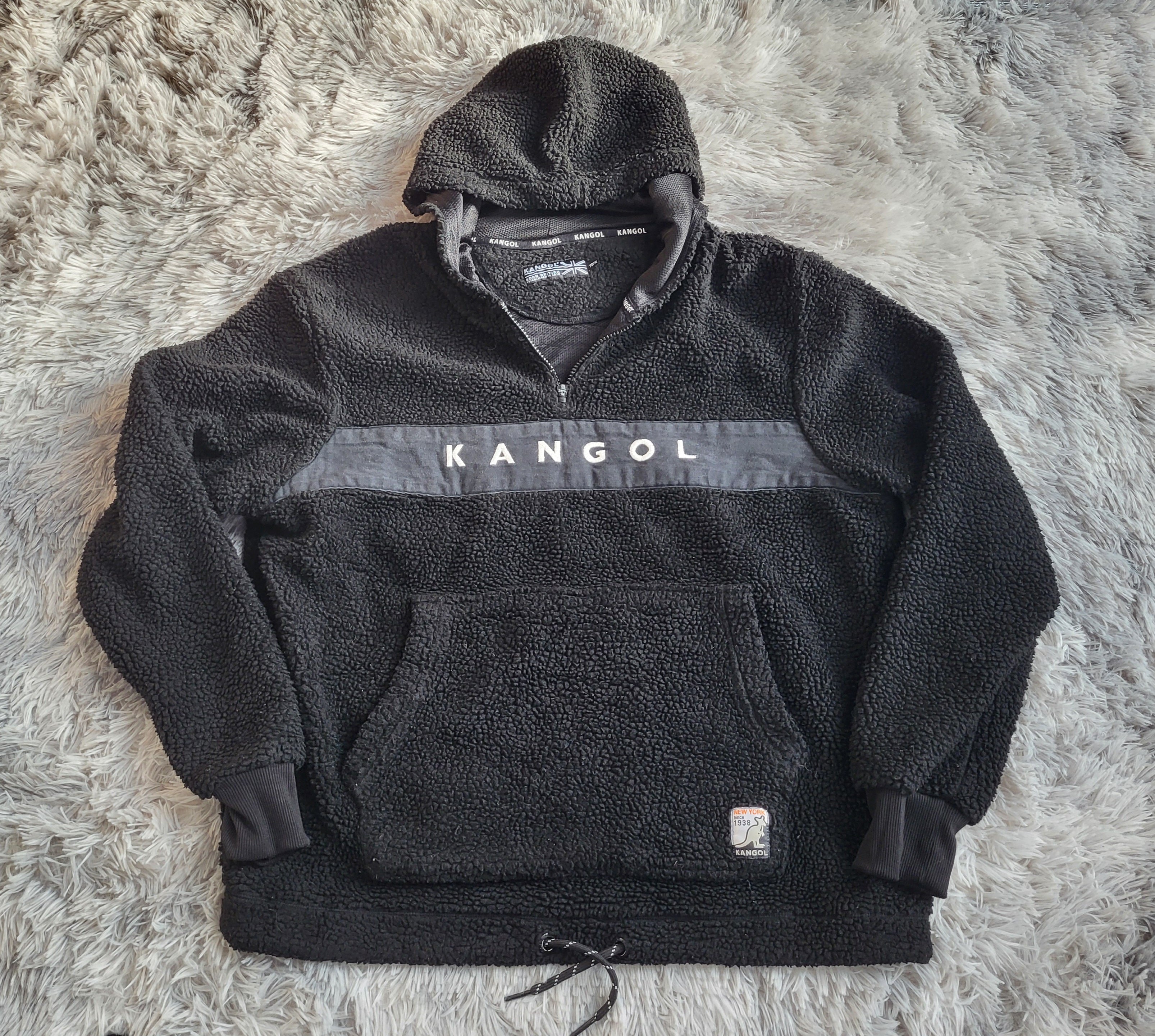 POLAIRE KANGOL SHERPA VINTAGE XL - ANORAK NOIR - STYLE STREETWEAR